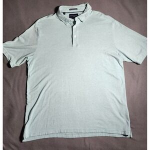 Jachs New York Shirt Men XL Light Blue Short Sleeve Quarter Button Cotton Blend